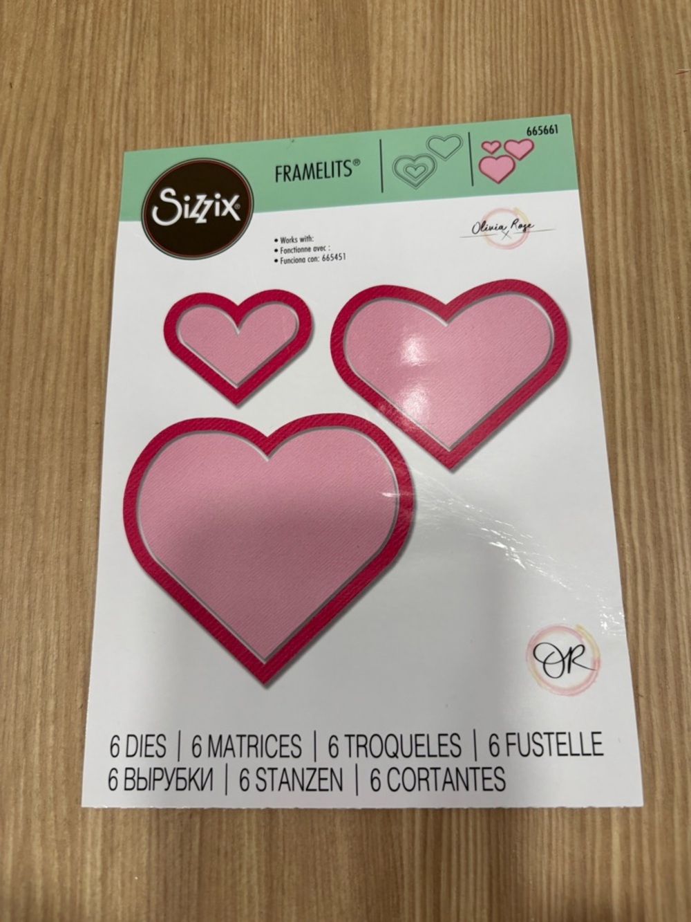 Sizzix Framelits Heart Die Set - 3 size hearts  with frames.  Like new!! $10